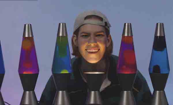Amy, smiling in front of our drinkable lava lamps that she is definitely enjoying so much!